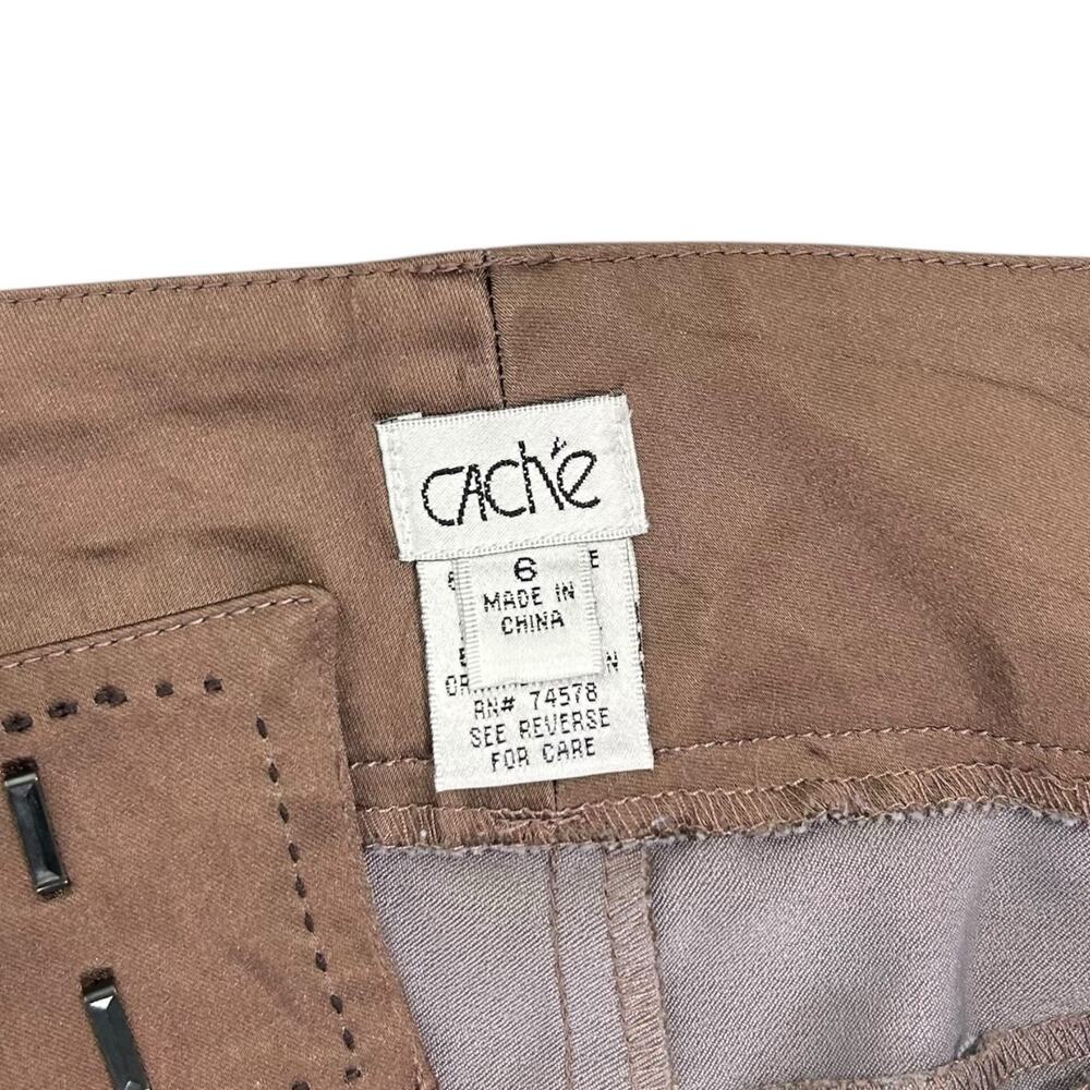 Vintage Cache Womens 6 Y2K Bronze Metallic Satin Brown Bootcut Pants Low Rise - Picture 8 of 14